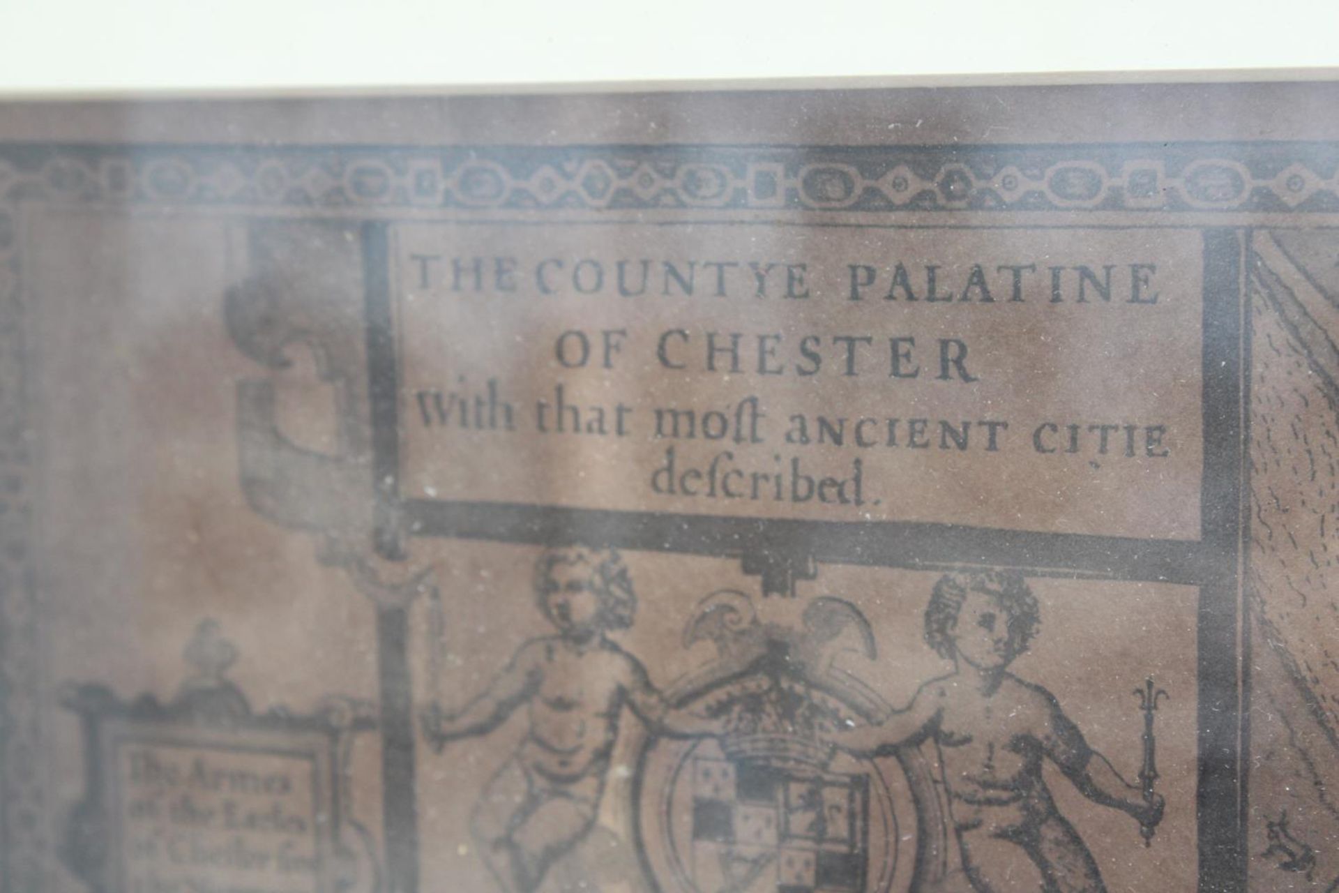 A FRAMED VINTAGE MAP OF 'THE COUNTYE PALATINE OF CHESTER' - Bild 3 aus 6