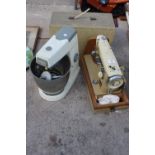 A RETRO KENWOOD FOOD MIXER AND A CRESTA SEWING MACHINE WITH CARRY CASE