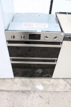 A CHROME AND BLACK BAUMATIC INTERGRATED DOUBLE OVEN