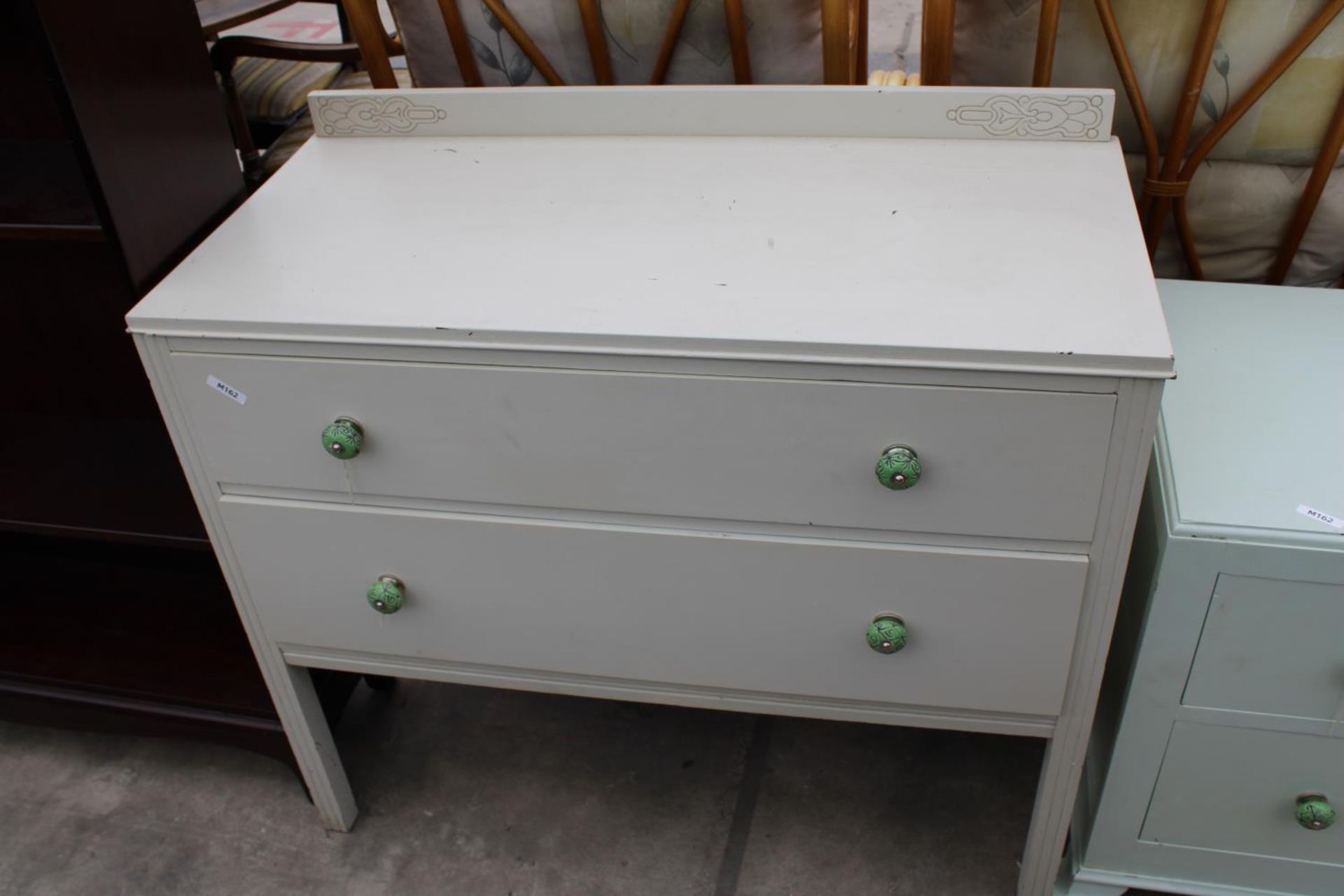 TWO MID 20TH CENTURY PAINTED CHESTS OF DRAWERS WITH MATCHING KNOBS, 36" WID EACH - Image 2 of 4