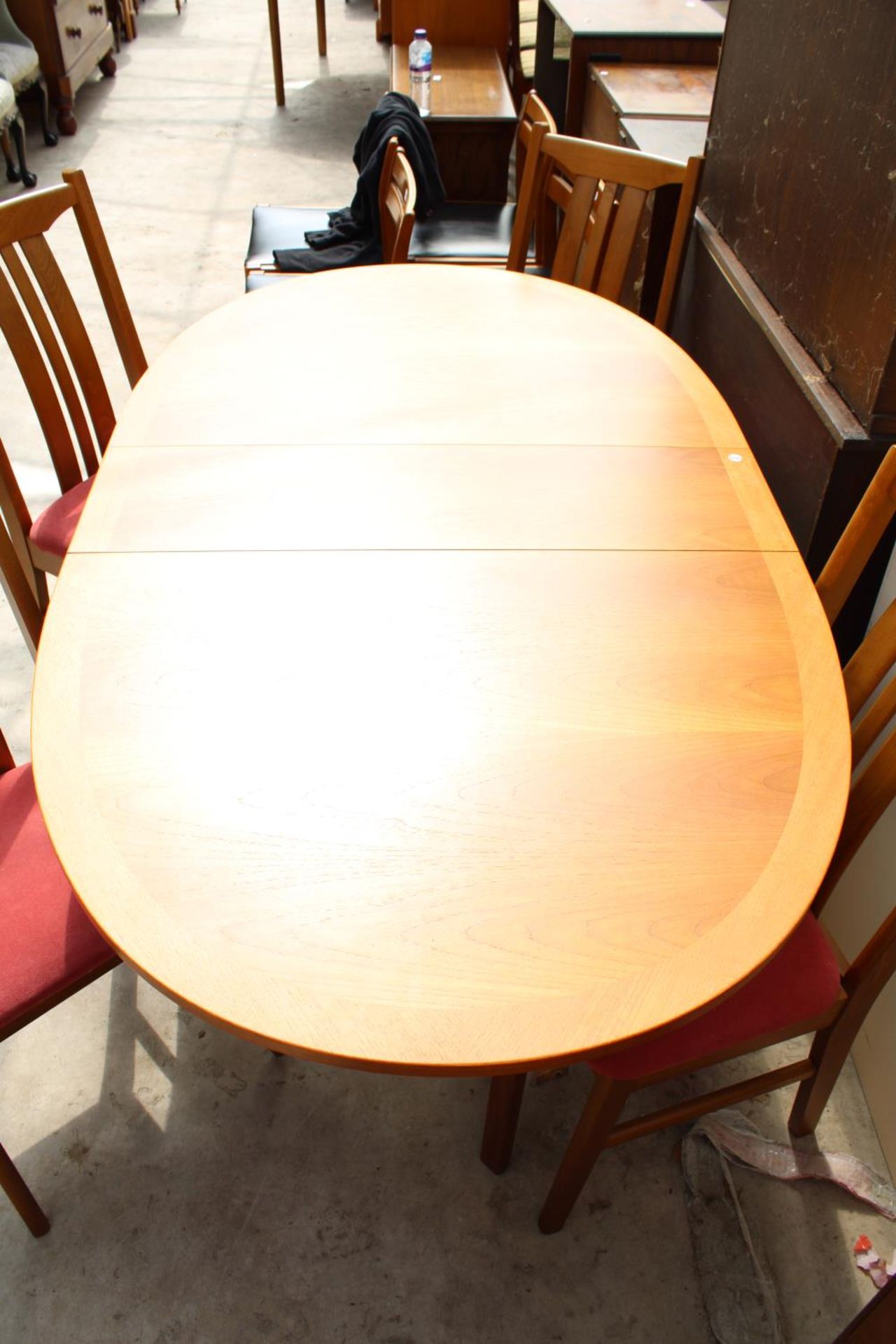 A RETRO TEAK GATE-LEG DINING TABLE AND 4 CHAIRS, 63" X 36" OPENED - Image 3 of 5