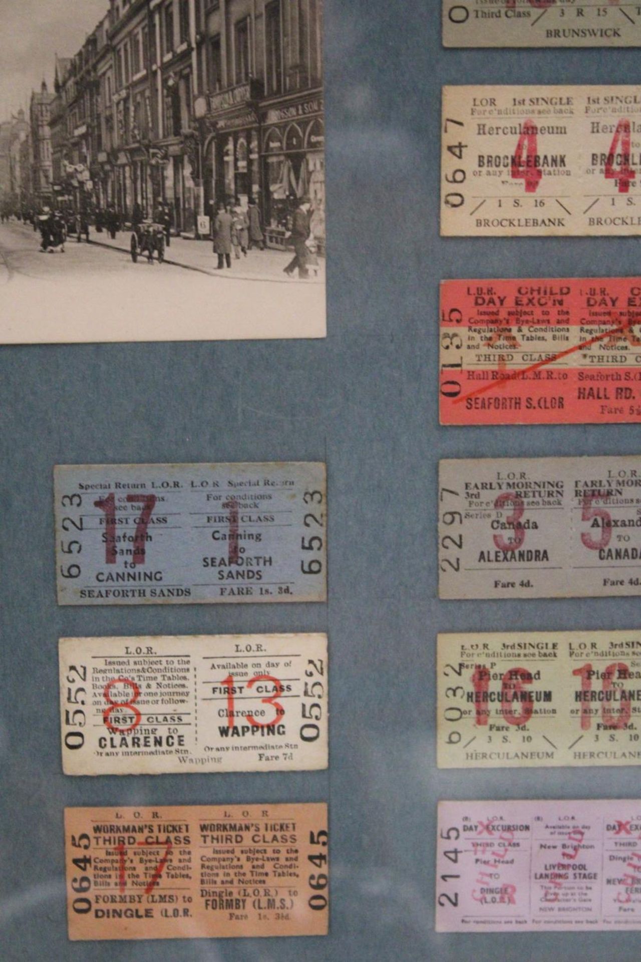 A FRAMED LIVERPOOL OVERHEAD RAILWAY TICKETS 1950'S COLLAGE - Image 3 of 4
