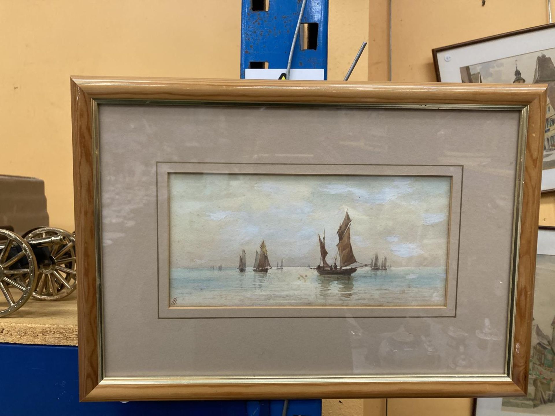 TWO FRAMED WATERCOLOURS OF BOAT SCENES SIGNED F.D - Image 2 of 6