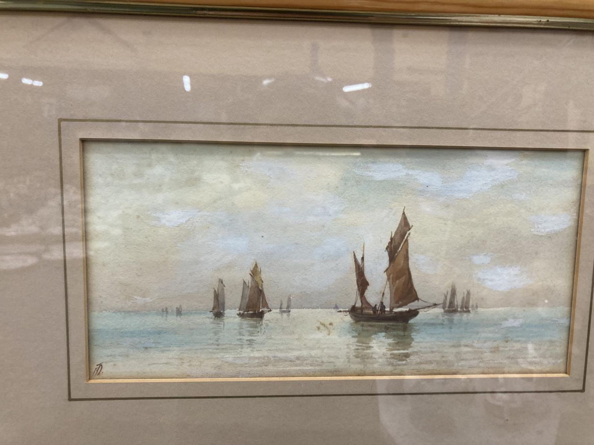TWO FRAMED WATERCOLOURS OF BOAT SCENES SIGNED F.D - Image 3 of 6