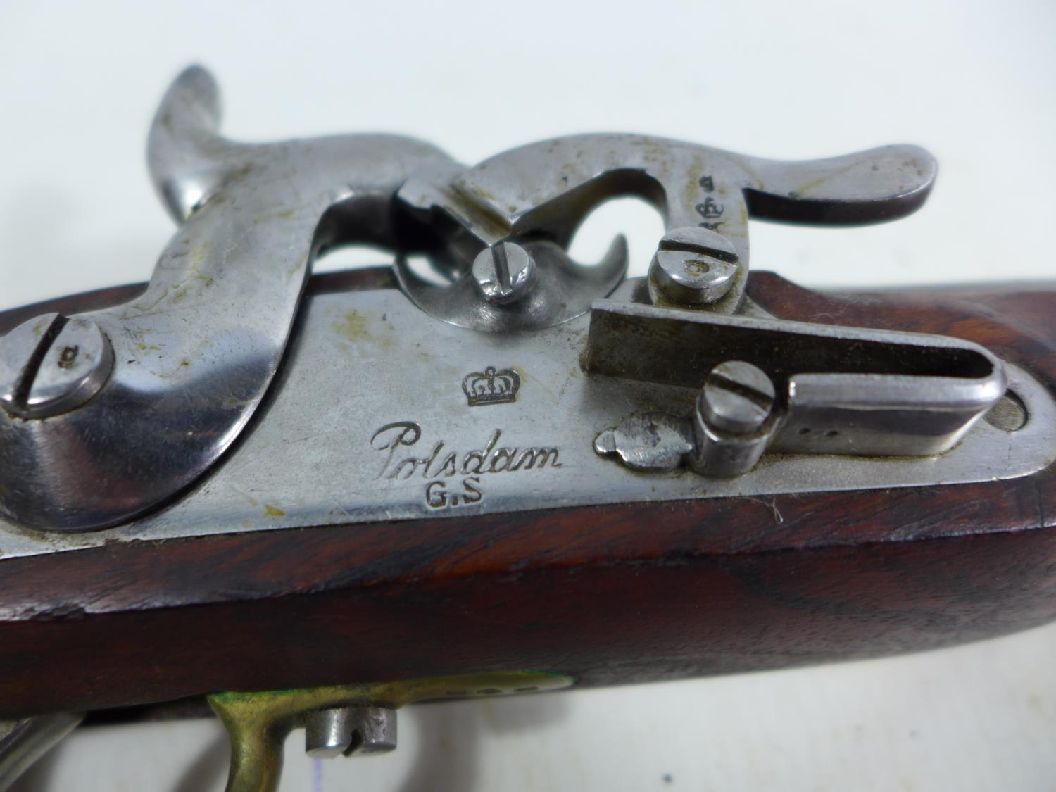 A GOOD QUALITY NON FIRING MODEL DISPLAY POTSDAM PERCUSSION CAP PISTOL , 20CM BARREL, LENGTH 39CM - Image 2 of 7