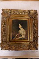 A PRINT ON BOARD PORTRAIT IN GOLD GILT FRAME SIGNED WARD