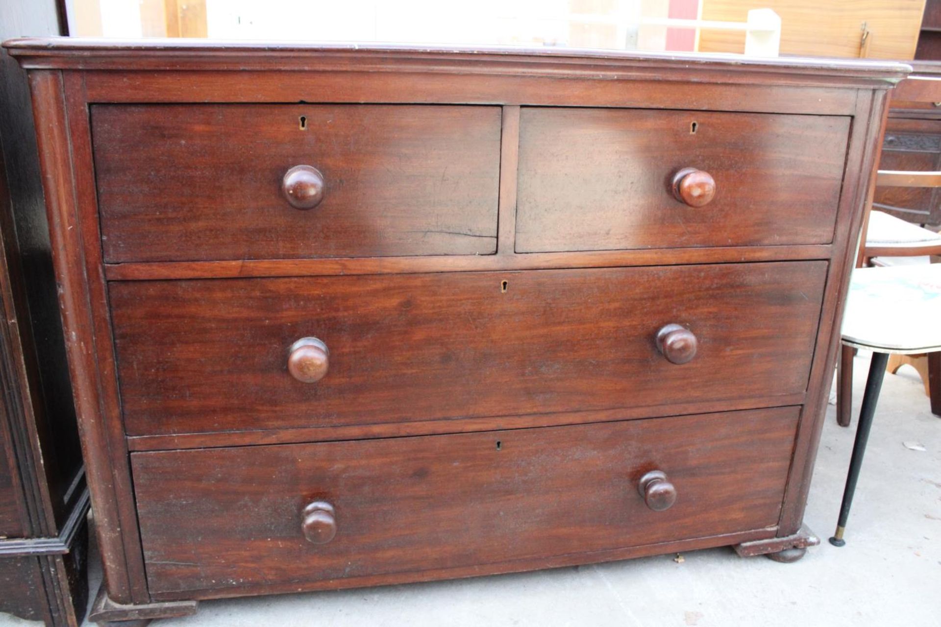 A VICTORIAN MAHOGANY CHEST OF 2 SHORT AND 2 LONG DRAWERS, 46" WIDE - Image 2 of 3