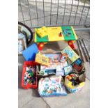 AN ASSORTMENT OF LEGO, LEGO TABLE AND FURTHER PUZZLES AND GAMES
