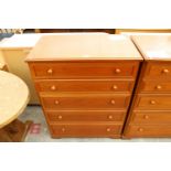 A MODERN STAG CHEST OF FIVE DRAWERS