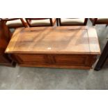 A MID 20TH CENTURY OAK LINEN CHEST WITH 2 PANEL FRONT, 48" WIDE