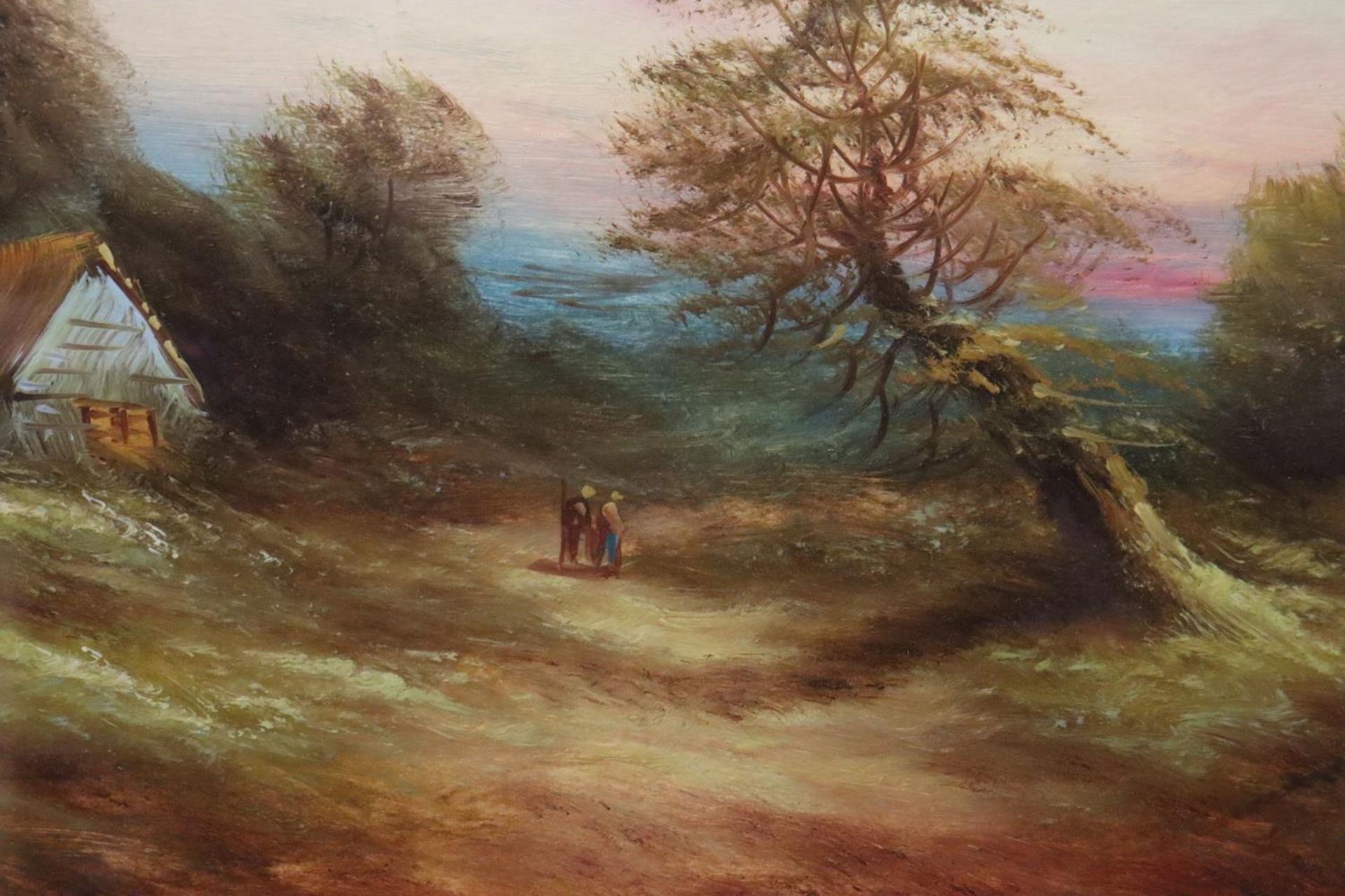 AN OIL ON BOARD OF A COUNTRY SCENE, IN A GILT FRAME, 64CM X 42CM - Image 2 of 3