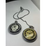 TWO INGERSOL POCKET WATCHES (ONE NO GLASS)