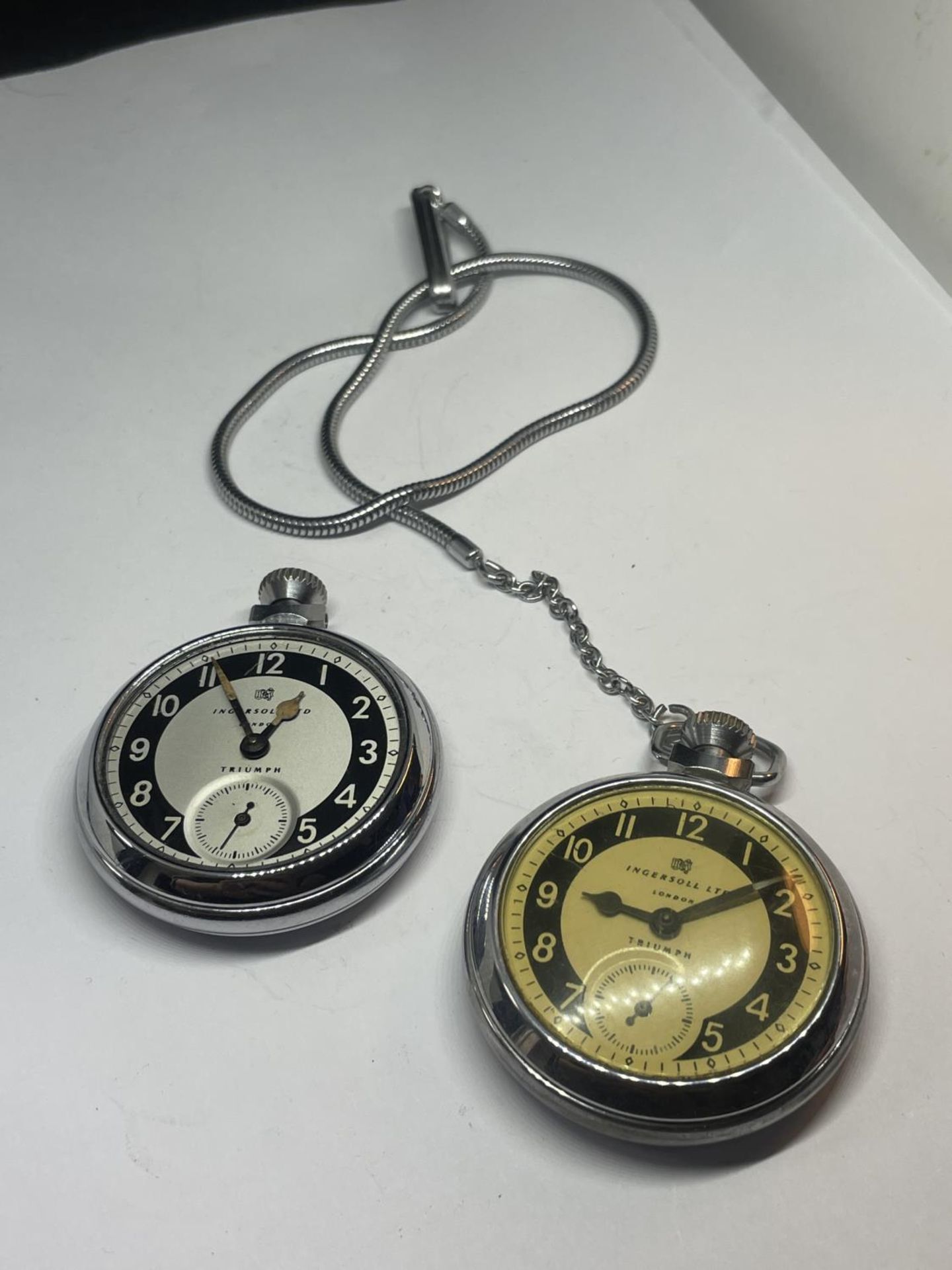 TWO INGERSOL POCKET WATCHES (ONE NO GLASS)