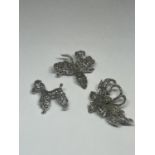 THREE MARCASITE BROOCHES