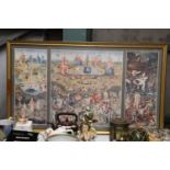 A FRAMED PRINT OF "HIRONIMUS BOSCH GARDEN OF EARTHLY DELIGHTS"