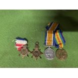 A GROUP OF UK, WW1 MEDALS TO INCLUDE TWO 1914/1915 STAR MEDALS, ALL FINE CONDITION.
