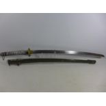 A MID 20TH CENTURY JAPANSES NCO'S SWORD AND SCABBARD, 70CM BLADE, LENGTH 96CM