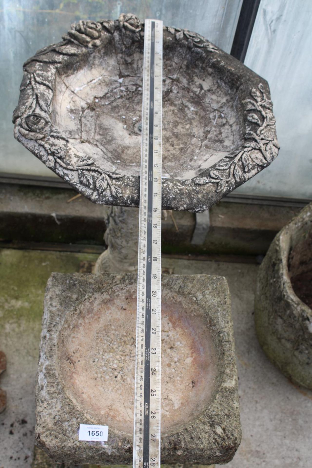 TWO RECONSTITUTED STONE BIRDBATHS WITH PEDESTAL BASES - Image 4 of 4