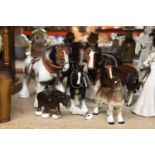 SEVEN CERAMIC HORSE FIGURES, SOME WITH HARNESSES, 1 A/F