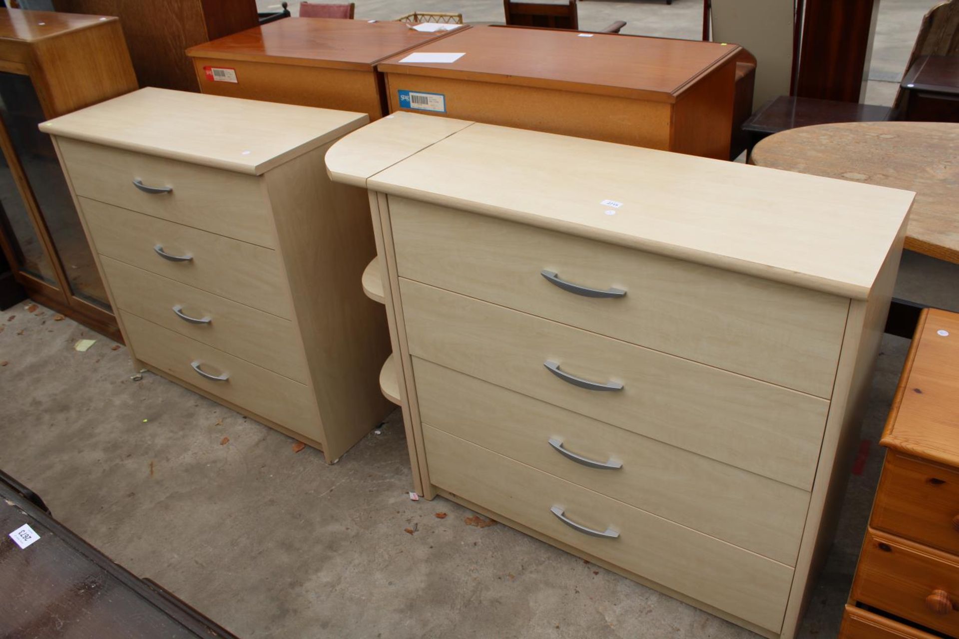 TWO MODERN WITHINGTON F.C.& SON CHESTS OF 4 DRAWERS, ONE WITH CORNER RETURN