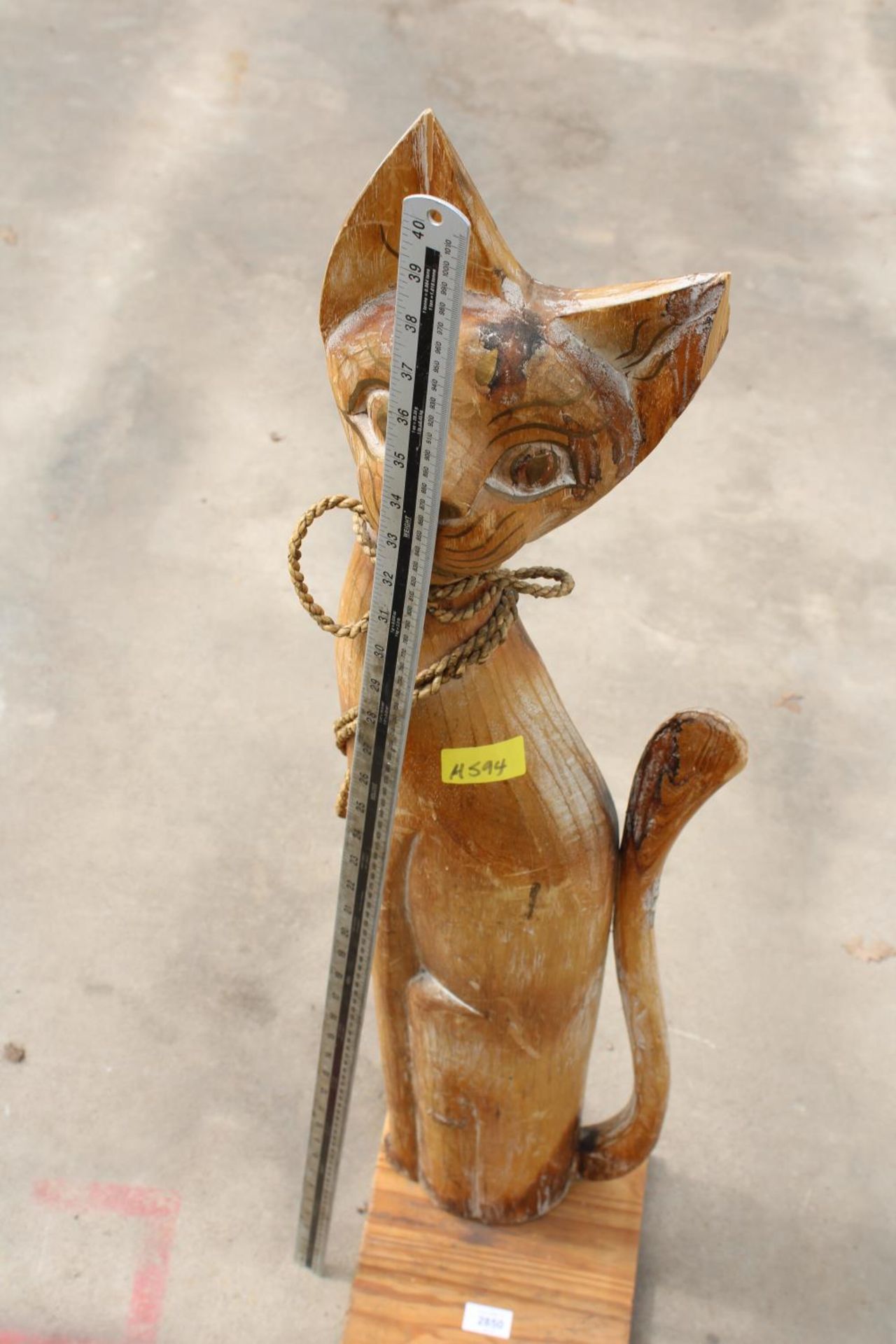 A MODERN HARDWOOD CARVED FIGURE OF A CAT, 40.5" HEIGHT - Image 2 of 2