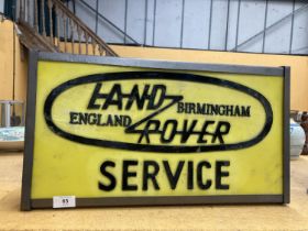 A LAND ROVER BIRMINGHAM ENGLAND SERVICE ILLUMINATED LIGHT BOX SIGN