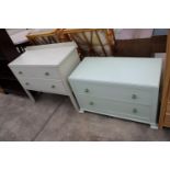 TWO MID 20TH CENTURY PAINTED CHESTS OF DRAWERS WITH MATCHING KNOBS, 36" WID EACH