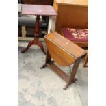 A VICTORIAN TRIPOD TABLE AND SMALL OAK DROP-LEAF TABLE