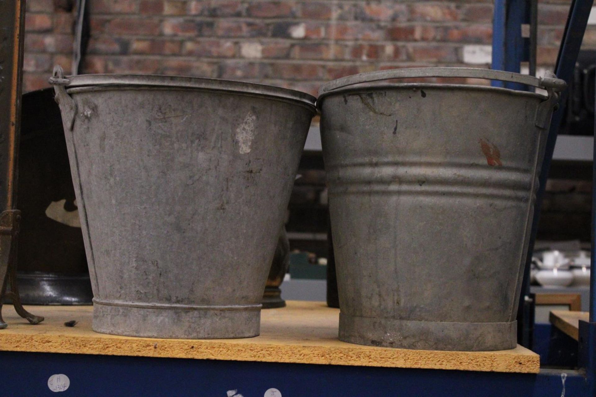 A PAIR OF WW2 GALVANISED SAND BUCKETS