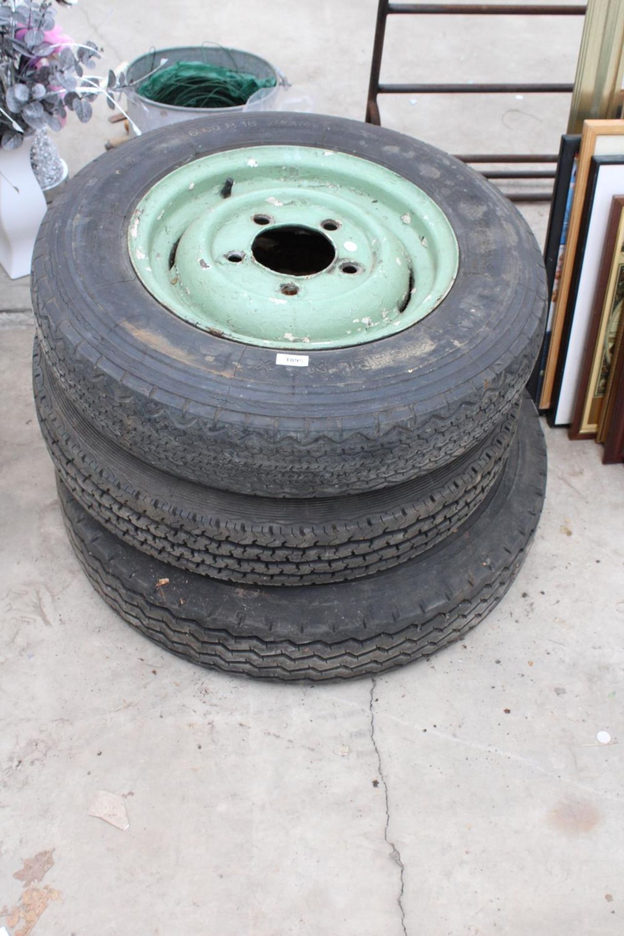 THREE LAND ROVER WHEELS AND TYRES
