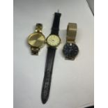 THREE WRIST WATCHES SEEN WORKING BUT NO WARRANTY