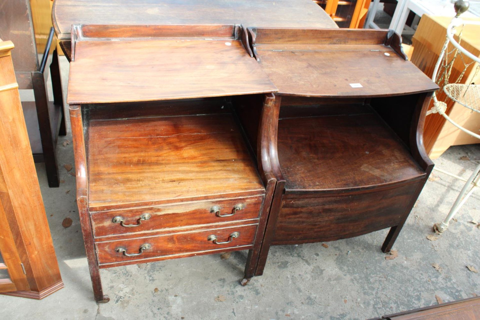 TWO GEORGIAN MAHOGANY COMMODES