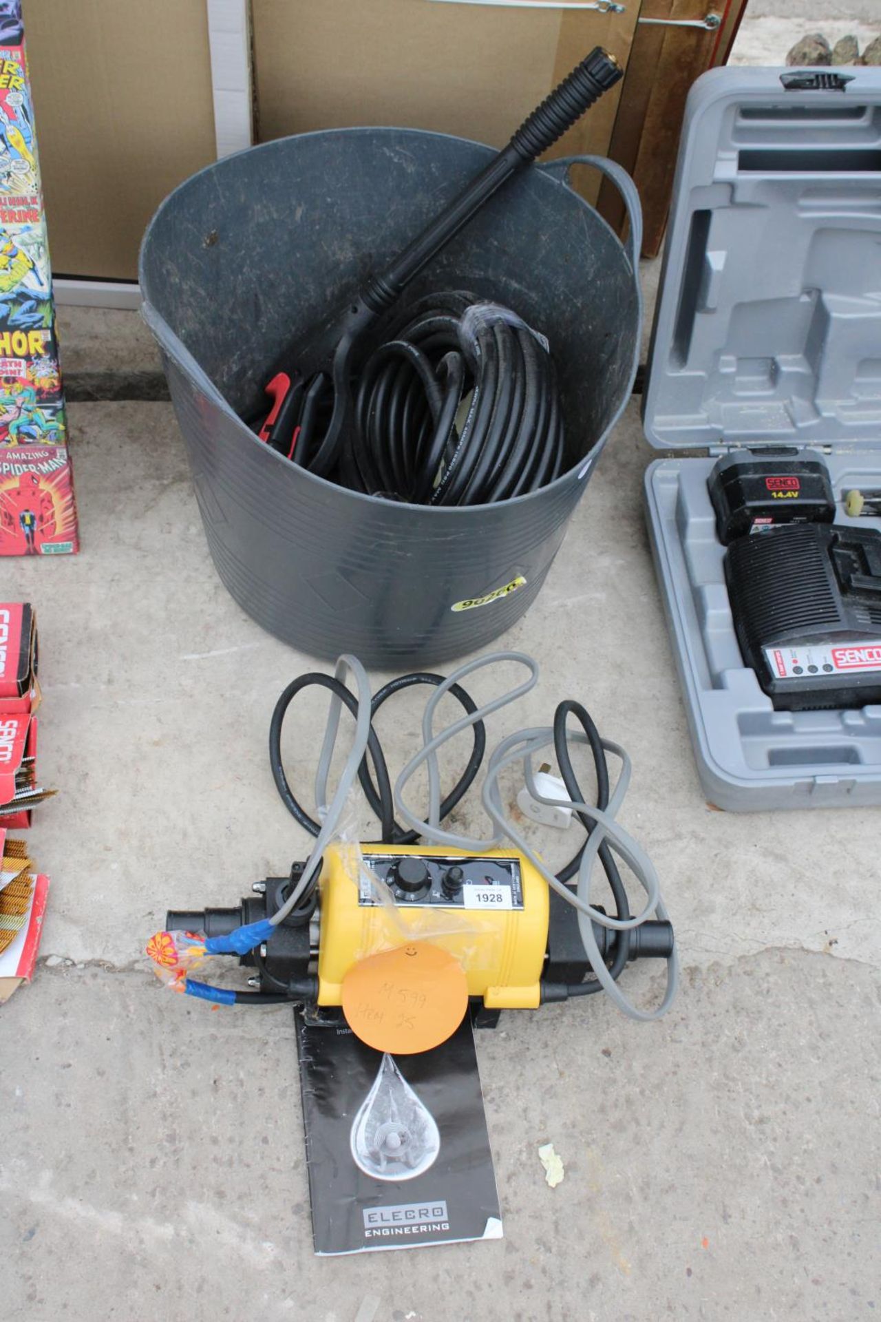 AN ELECRO WATER PUMP AND A PRESSURE WASHER HOSE AND LANCE