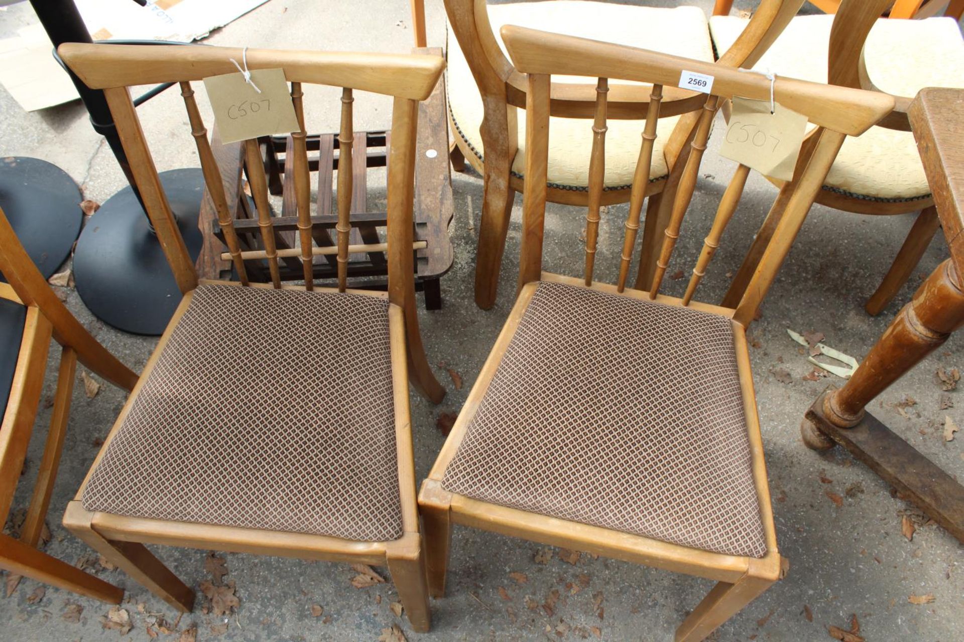 THREE VARIOUS RETRO DINING CHAIRS AND ONE OTHER - Image 2 of 2