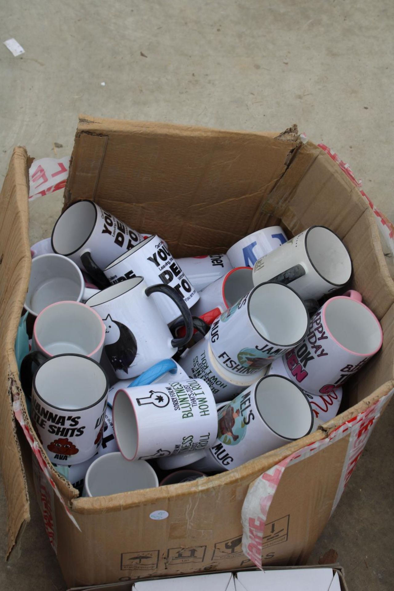 TWO BOXES OF ASSORTED NOVELTY MUGS - Image 2 of 2
