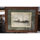 A VINTAGE FRAMED PHOTOGRAPH OF A SHIP, BUILT BY COCHRANE AND SONS, SELBY