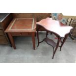 AN EDWARDIAN CENTRAL TABLE AND MODERN LAMP TABLE