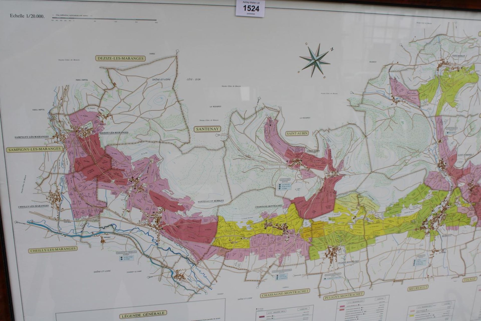 A WALNUT FRAMED MAP OF COTE DE BEAUNE - Image 4 of 4