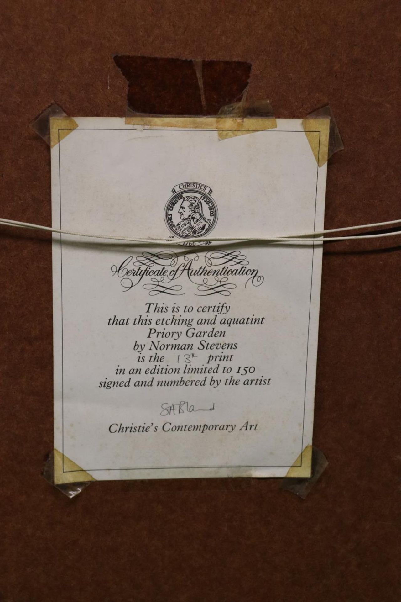 A FRAMED SIGNED PRINT OF "PRIORY GARDENS" SIGNED NORMAN MERENS 15/150 - Bild 6 aus 6