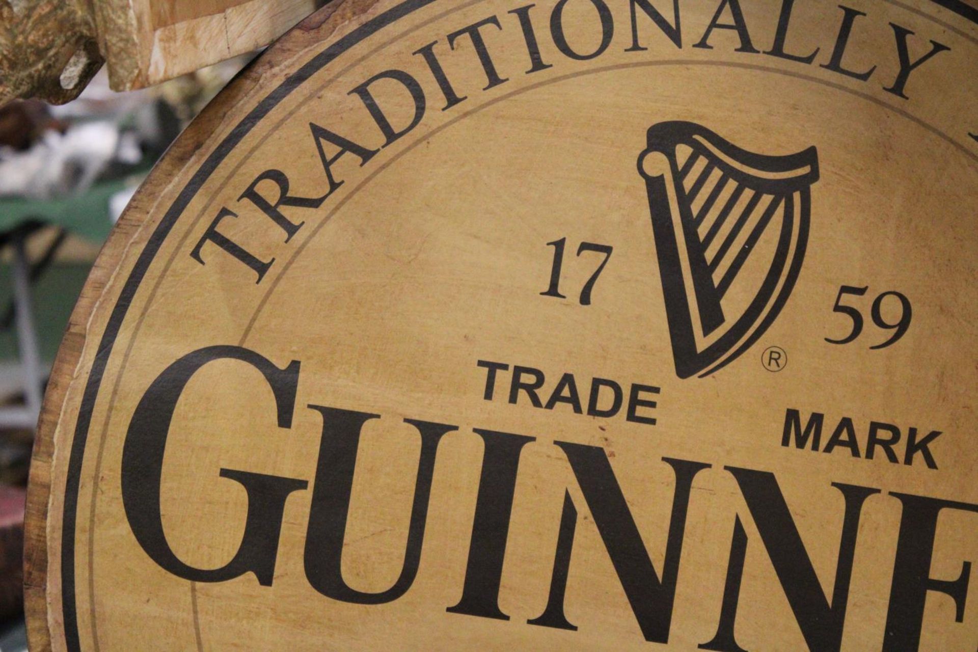 A LARGE WOODEN CIRCULAR GUINESS ADVERTISING SIGN 24" DIAMETER - Image 2 of 4