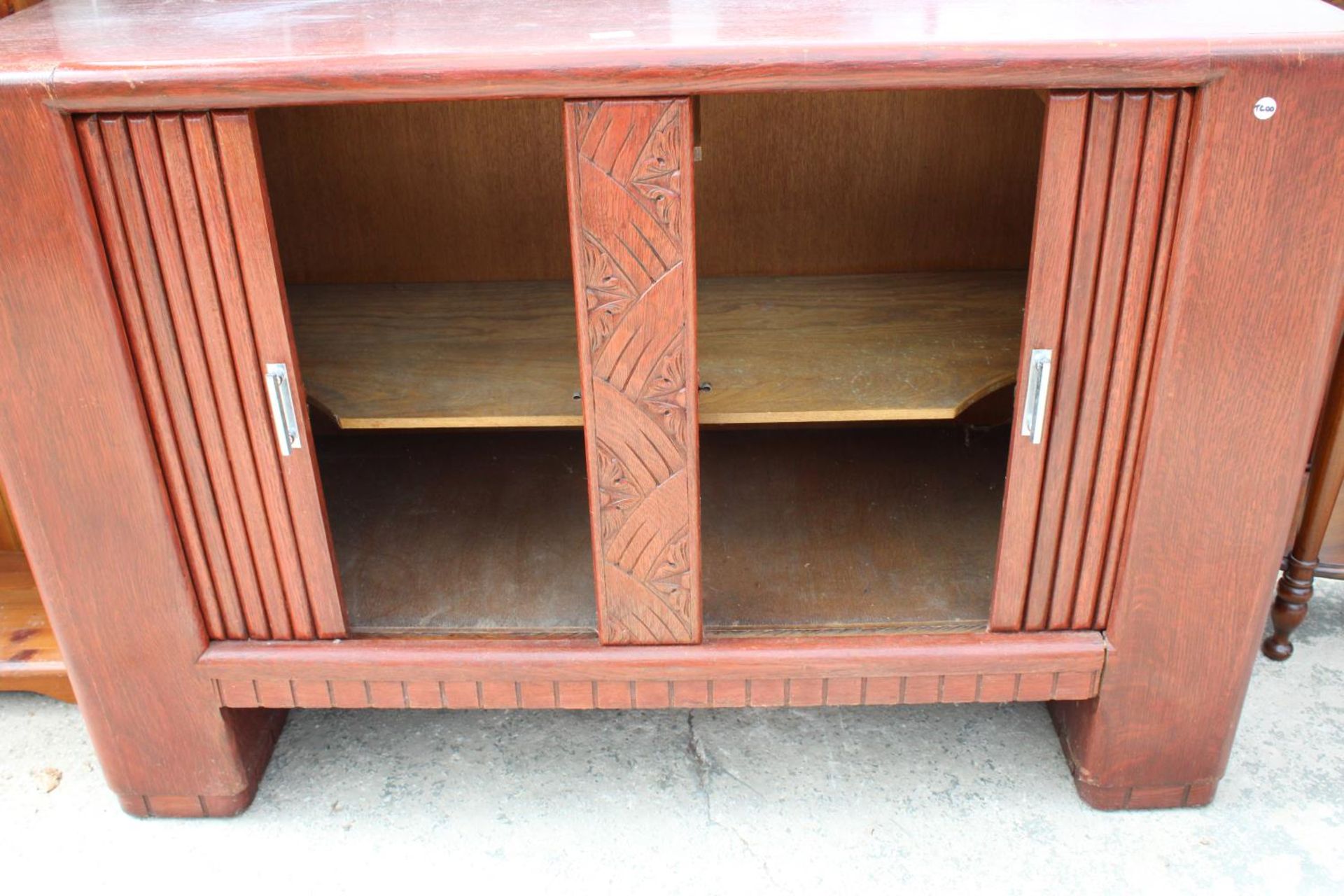 A MID 20TH CENTURY OAK SIDEBOARD WITH TAMBOUR DOORS, 54" WIDE - Image 4 of 4