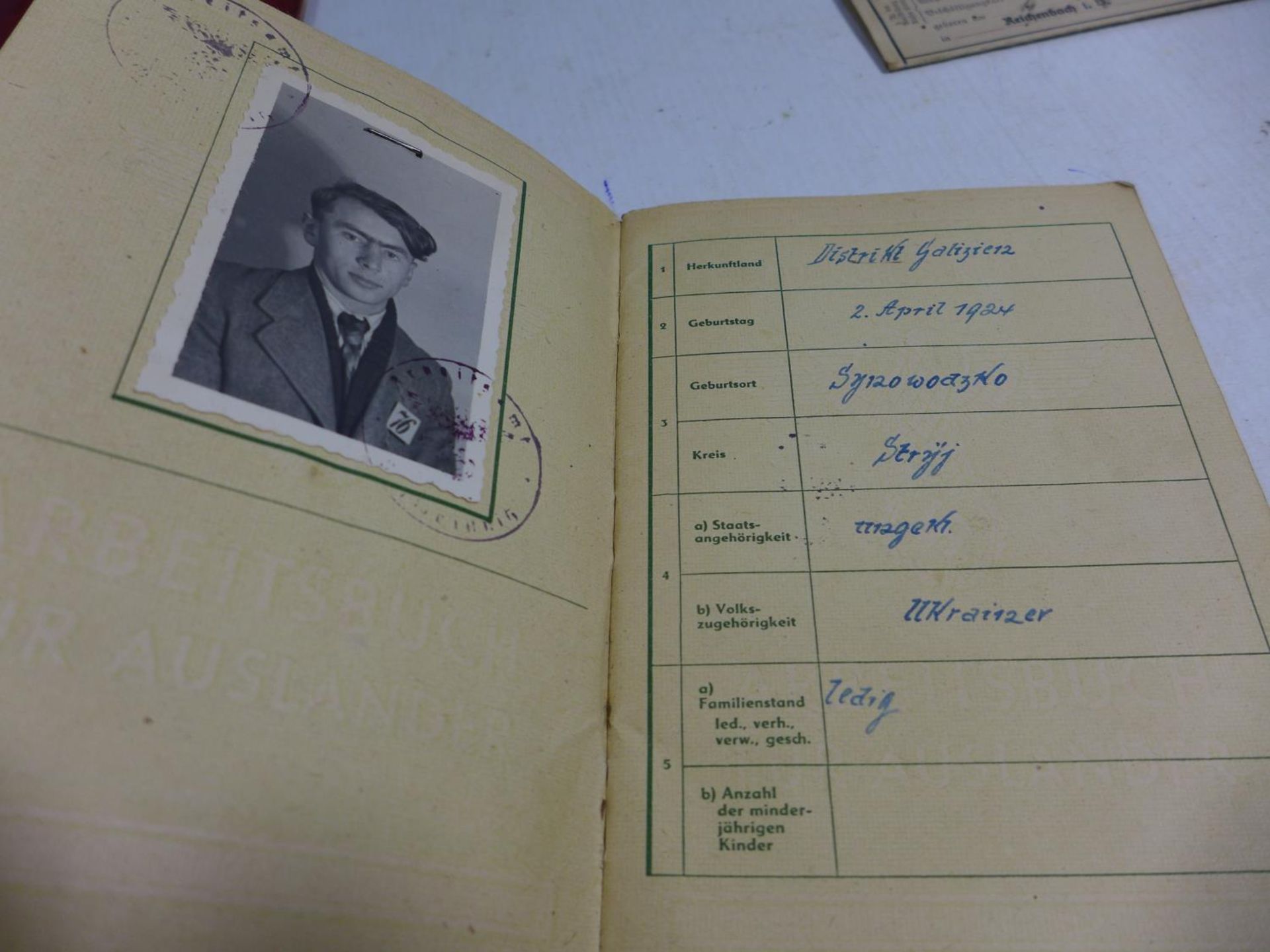 A COLLECTION OF NAZI GERMANY IDENTITY PAPERS TO INCLUDE UKRAINIAN NATIONALS ETC - Image 2 of 7
