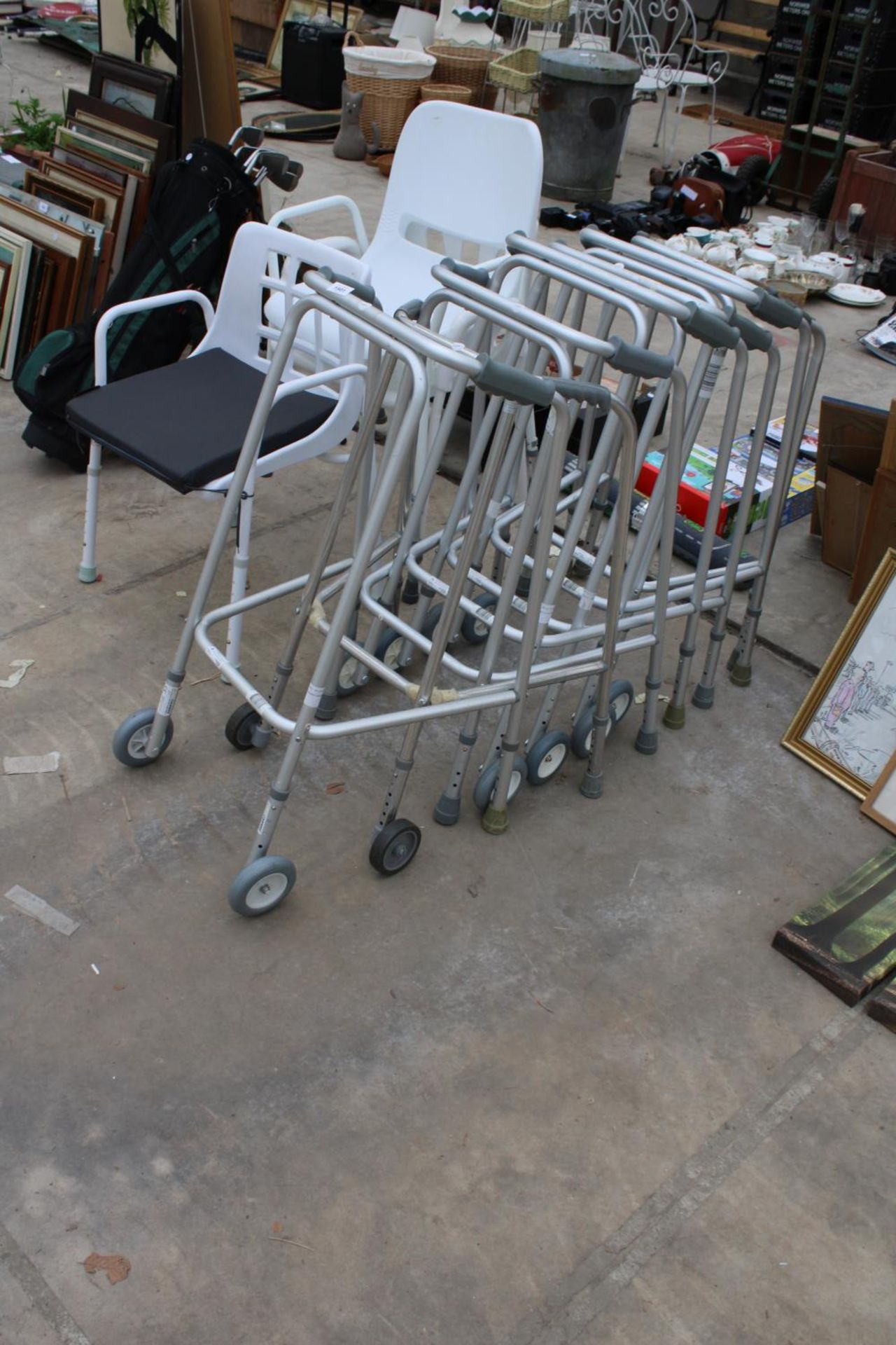 SEVEN ZIMMER FRAMES AND THREE SHOWER SEATS - Image 2 of 3