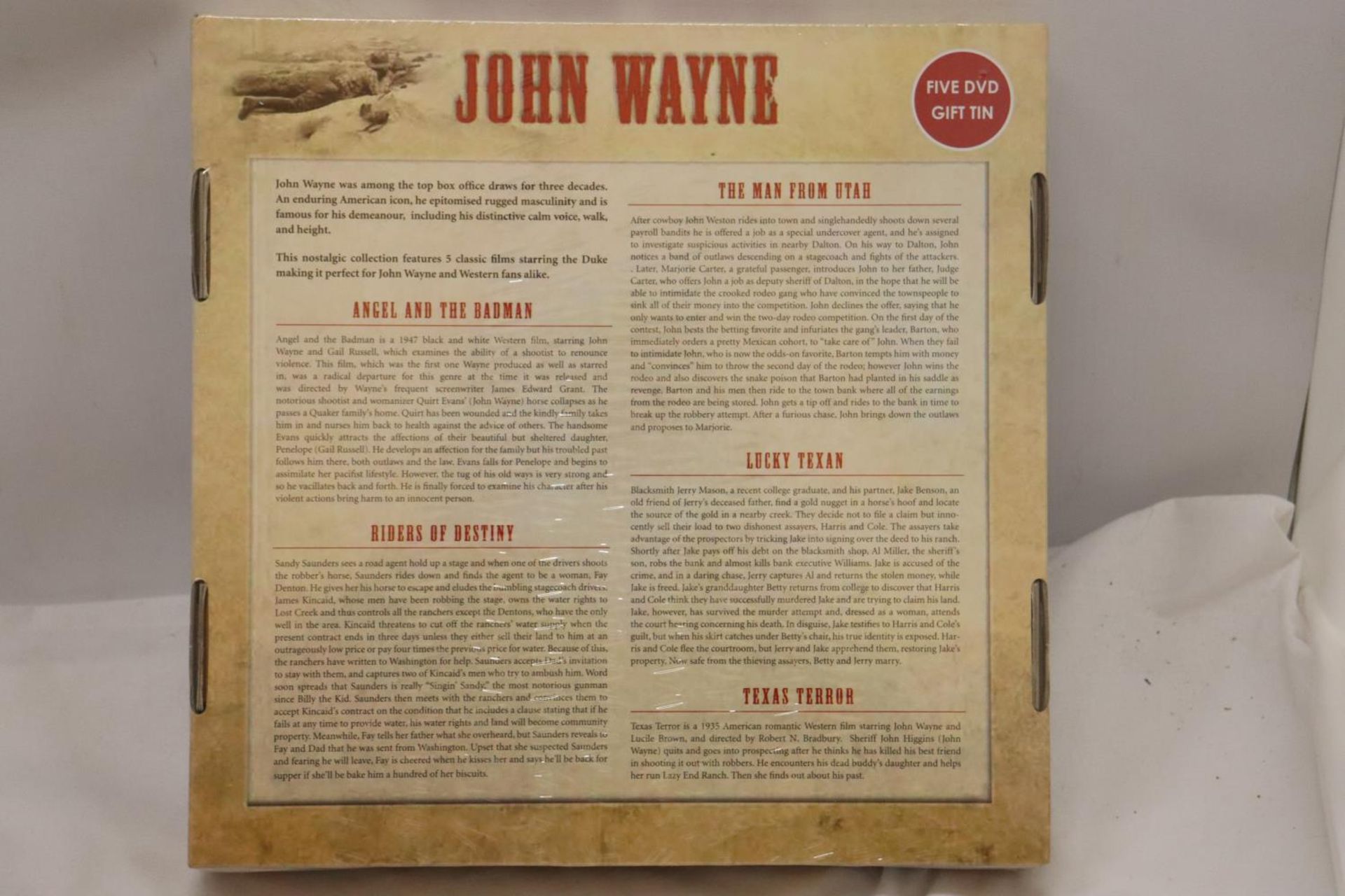 A NEW AND SEALED SET OF FIVE JOHN WAYNE DVD'S IN A METAL GIFT TIN - Image 3 of 4