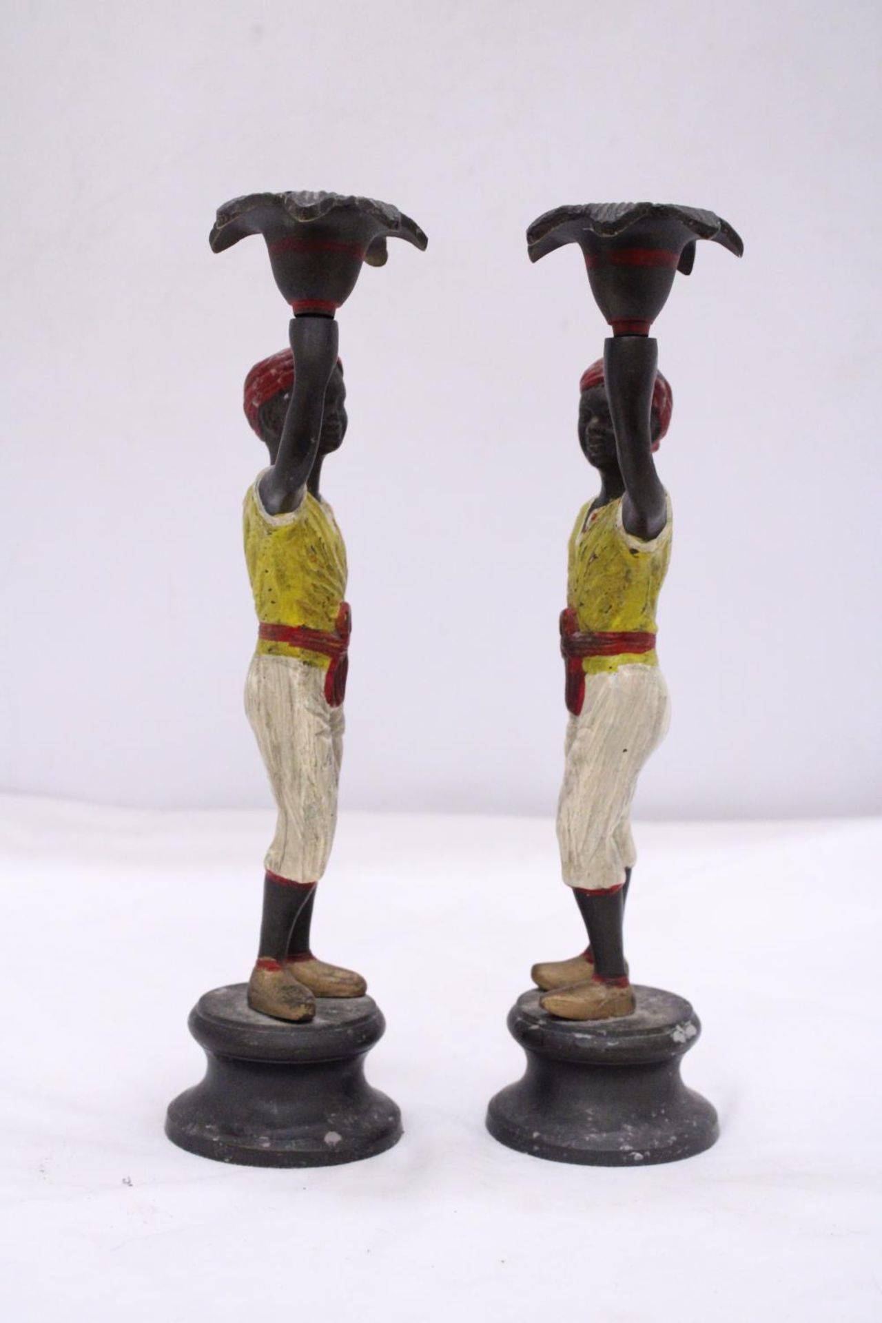 A PAIR OF 19TH CENTURY AUSTRIAN COLD PAINTED BRONZE BLACK A MOOR BOYS CANDLESTICKS - Image 3 of 5