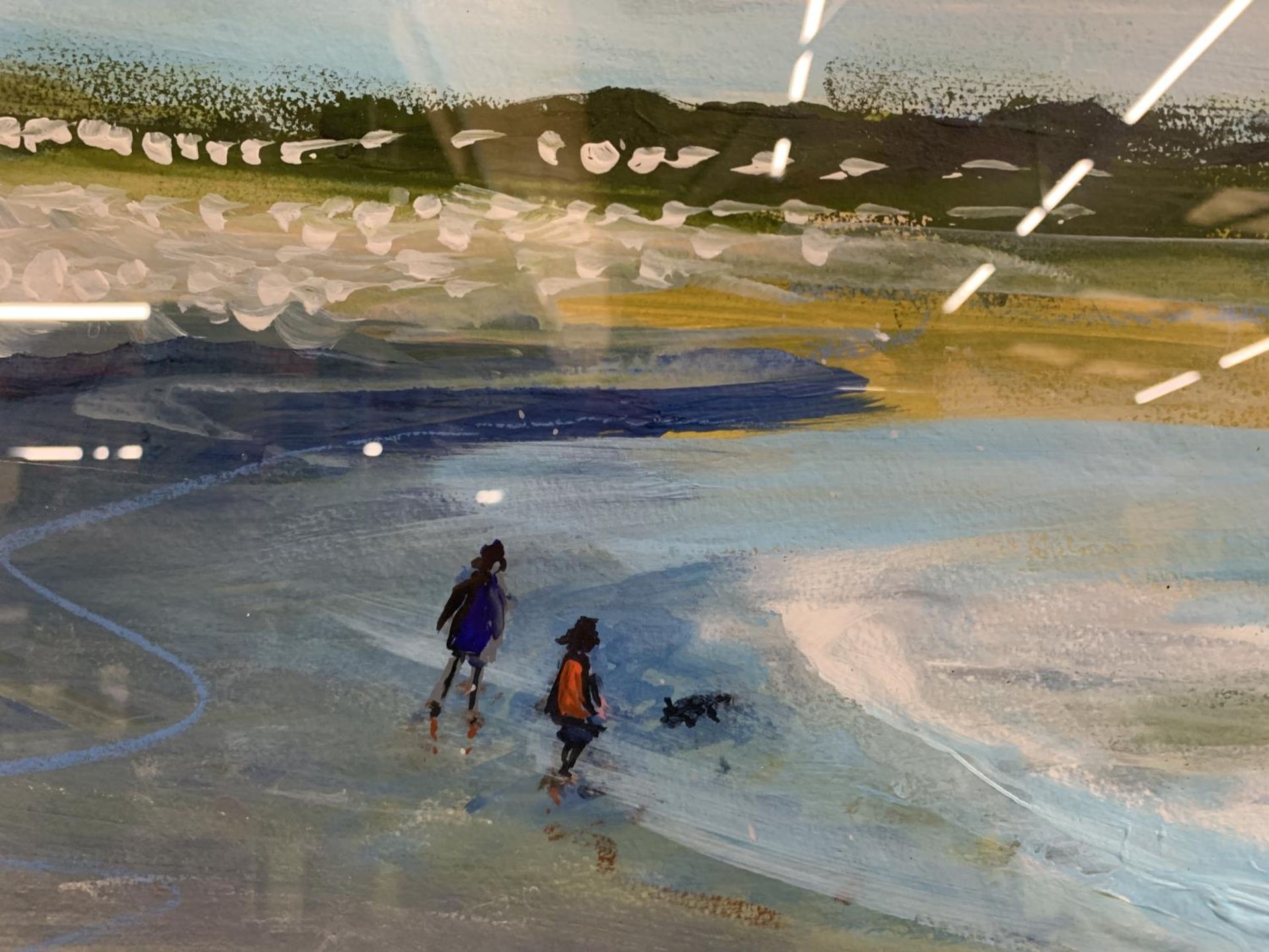 A PENELOPE TIMMIS MIXED MEDIA PAINTING OF A COASTAL SCENCE - Image 3 of 5