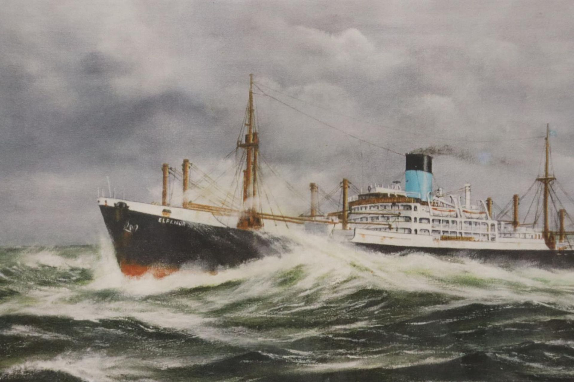 A LIMITED EDITION, 2/100, SIGNED PRINT OF BLUE FUNNEL LINE SHIP 'ELPENOR' - Bild 2 aus 5