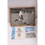 A FRAMED PHOTOGRAPH OF "JIMMY GREAVES" IN THE EARLY 1960S PLUS TWO 1960S TOTTENHAM HOTSPUR