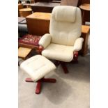A MODERN RELAXATEEZE SWIVEL RECLINER WITH STOOL