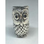 A SILVER OWL PIN CUSHION